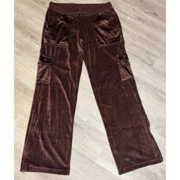 BCBGMAXAZRIA Velour Straight Leg Lounge Pant Y2K Women’s Size L Brown - Picture 1 of 3